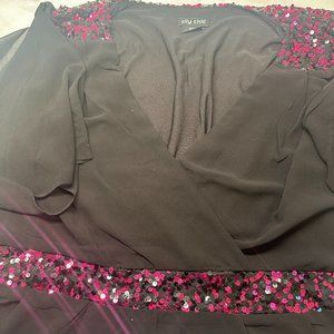 City Chic Pink Sequin Wrap Dress - black